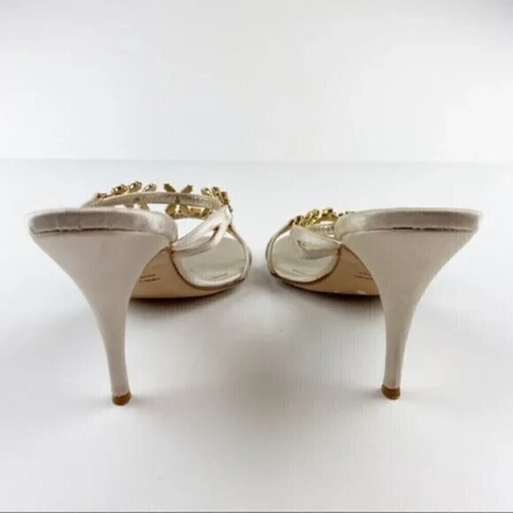 L'Autre Chose Cream Rhinestone Embellished Heel Evening Sandals Size 8 - Picture 6 of 15